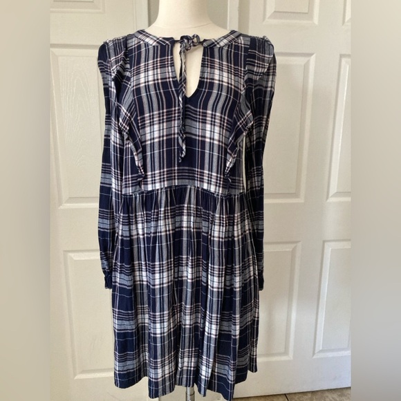 LOFT Blue Plaid Ruffle Dress‎ size S - Picture 5 of 12